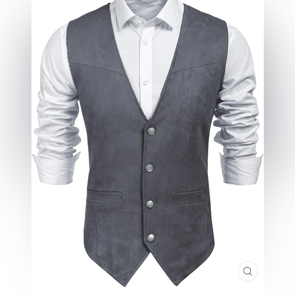 Men’s Suede Imitation Leather Vest Size X-Large Grey Coofandy